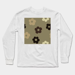 Chunky Retro Flowers - Muted Earthy Mix Long Sleeve T-Shirt